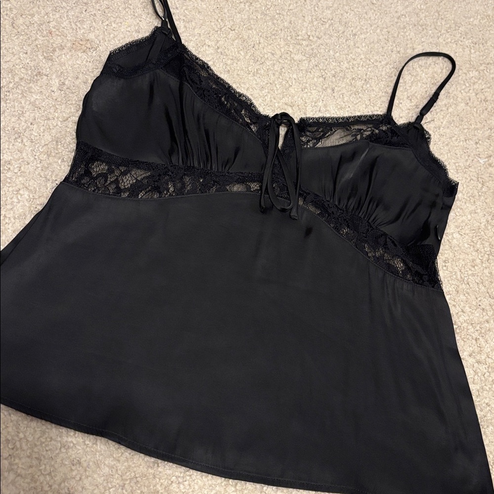 Elodie Black tank top with Lace Detail